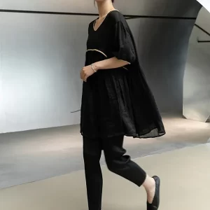 Original Solid Color Puff Sleeve Mini Dress