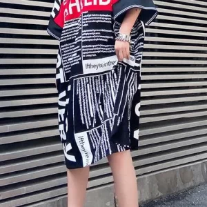 Art Graphic Patchwork Cotton Button Summer Dresses