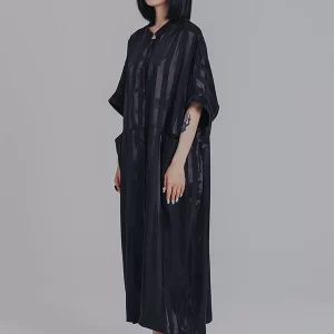 Urban Loose Stand Collar Split-Joint Midi Dress