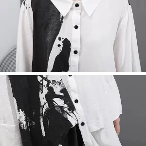 Original Printed Lapel Shirt Dress